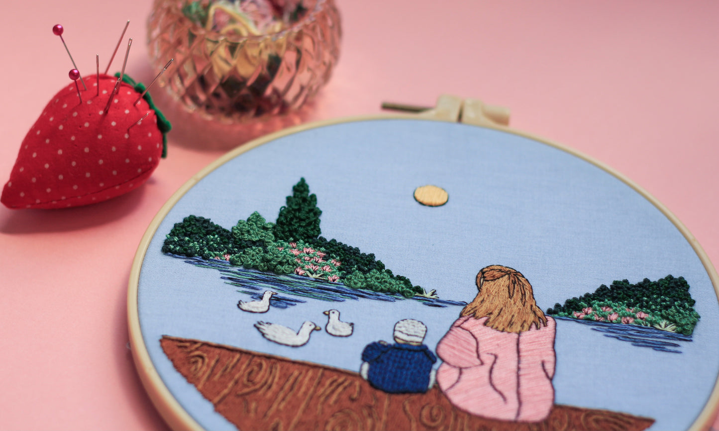 Duck Pond Memories Embroidery Design: PDF Pattern with video tutorials