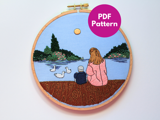 Duck Pond Memories Embroidery Design: PDF Pattern with video tutorials